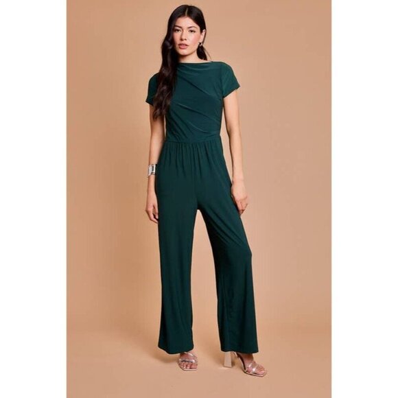 Cowl Tunic Neck Short Sleeve Jumpsuit - Picture 3 of 7